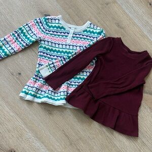Cherokee Multicolor Patterned and Burgundy Long sleeve tops. Size 4T Bundle